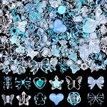 Perles de pastel acrylique pour la fabrication de bijoux, Kalolary Black Bow Butterfly Flower Bead Kawaii Perles de coeur en plastique Mignon Macaroon Perles esthétiques pour bracelet collier DIY (Noir)
