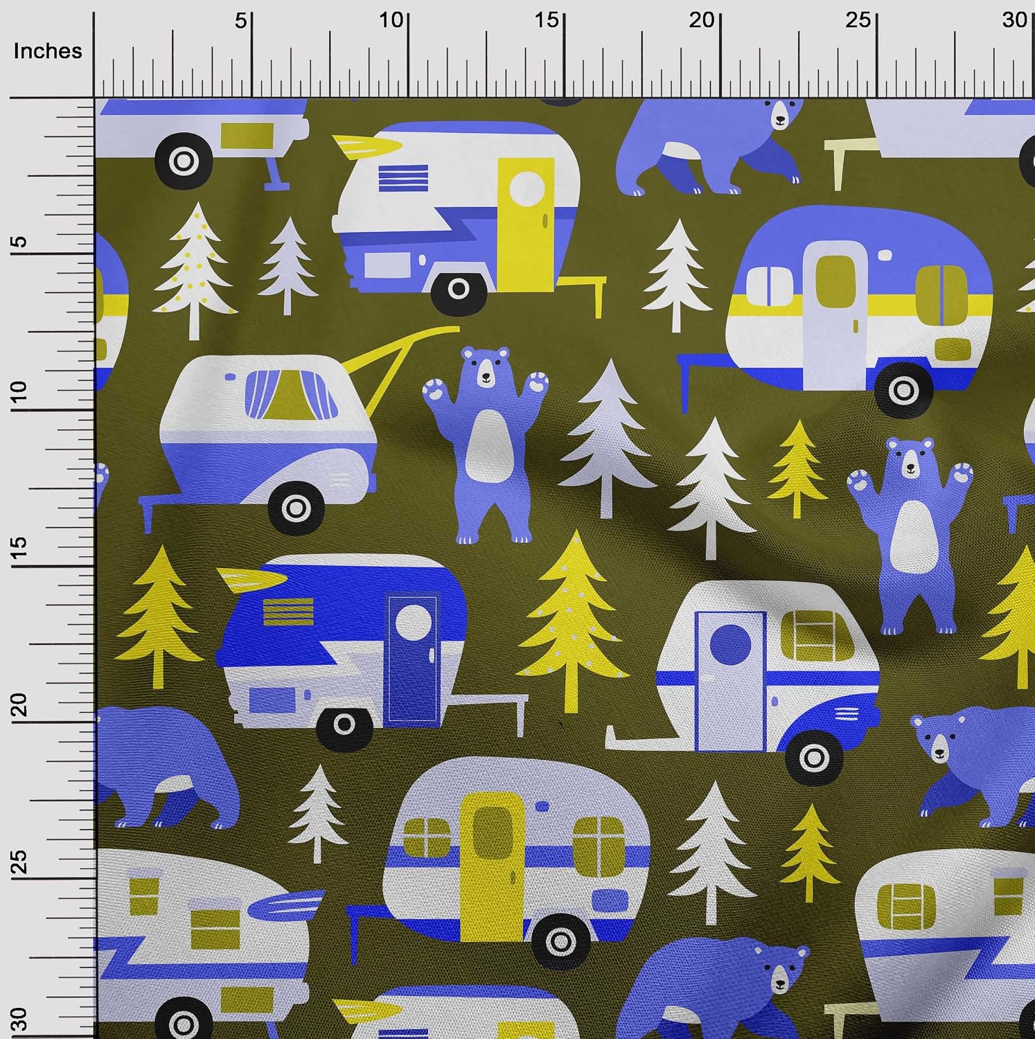 oneOone Georgette Viscose Dark Olive Green Fabric Camping Hike Point Dress Material Fabric Print Fabric By The Yard 42 Inch Wide