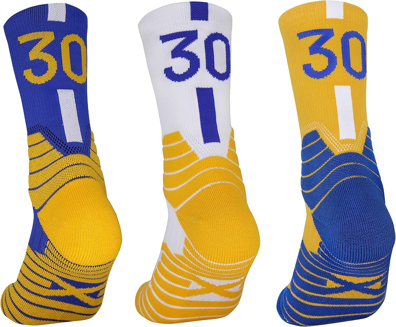JAEZZIY 3 Pairs Elite Basketball Socks, Athletic Socks with 3D Ankle Protection, Compression Cushion Sport Socks for Men & Women