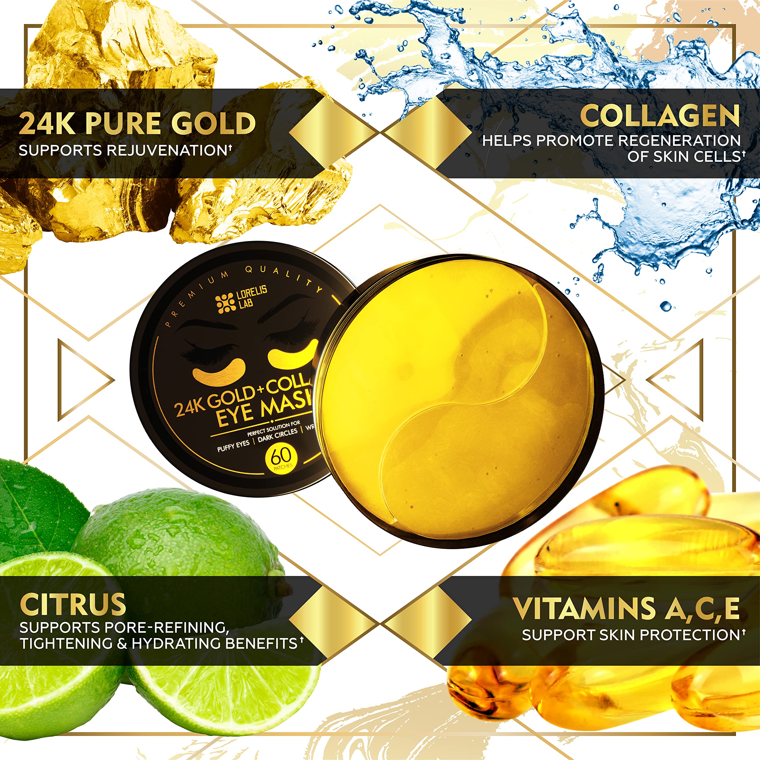 Buy Under Eye Patches 24K Gold Under Eye Mask for Puffy Eyes, Dark