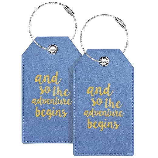 Luggage Tag & Initial Baggage Tags for Suitcases Leather Bag Tags for Backpacks Handbag School Instrument with Name ID Label Travel Essentials, Unique Fun Blue Personalized Luggage Tags 2 Pack