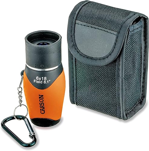 Miniatura 2 de Carson MiniMight 6x18mm Pocket Monocular with Carabiner Clip, Orange (MM-618CO) & MicroBrite Plus 60x-120x LED Lighted Pocket Microscope (MM-300)