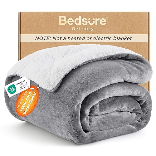 Bedsure GentleSoft Sherpa Fleece Throw Blanket for Couch, Non-Heated, Thick