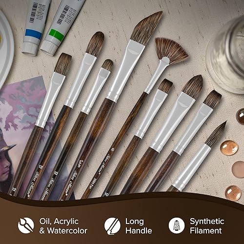 Miniatura 4 de Silver Brush Limited 261212 in Monza - Cepillo pelador de dagas para pinturas al óleo y acrílicas, tamaño 12 pulgada, mango largo