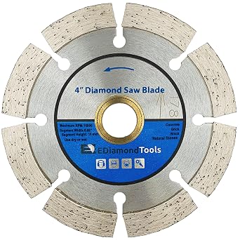 4" Segmented Diamond Saw Blade for Concrete, Brick, Block and Masonry, 10mm Segment Height, 7/8"-5/8" Arbor
