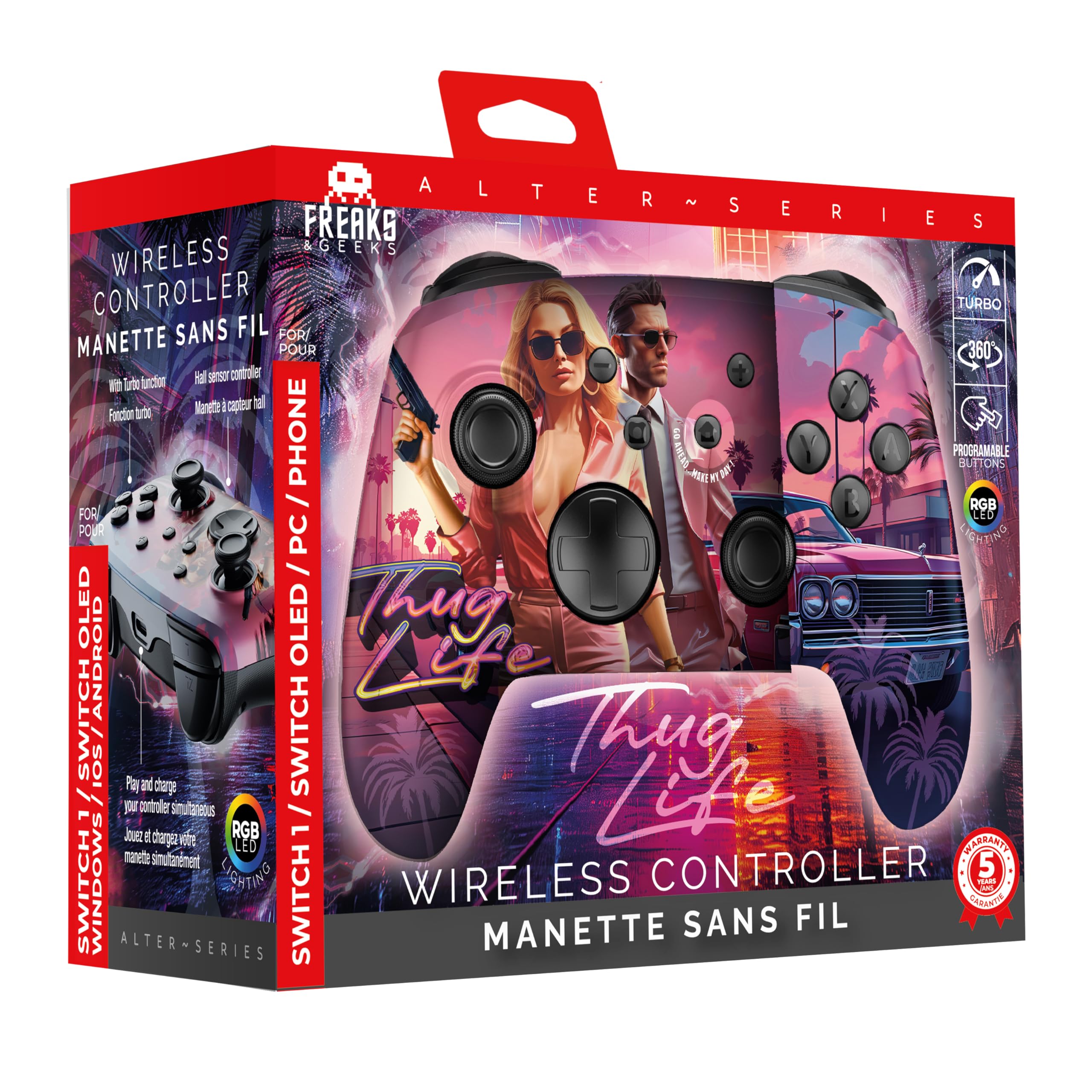 Freaks and Geeks-Manette Switch/Switch 2/PC Sans-fil RGB - Thug Life