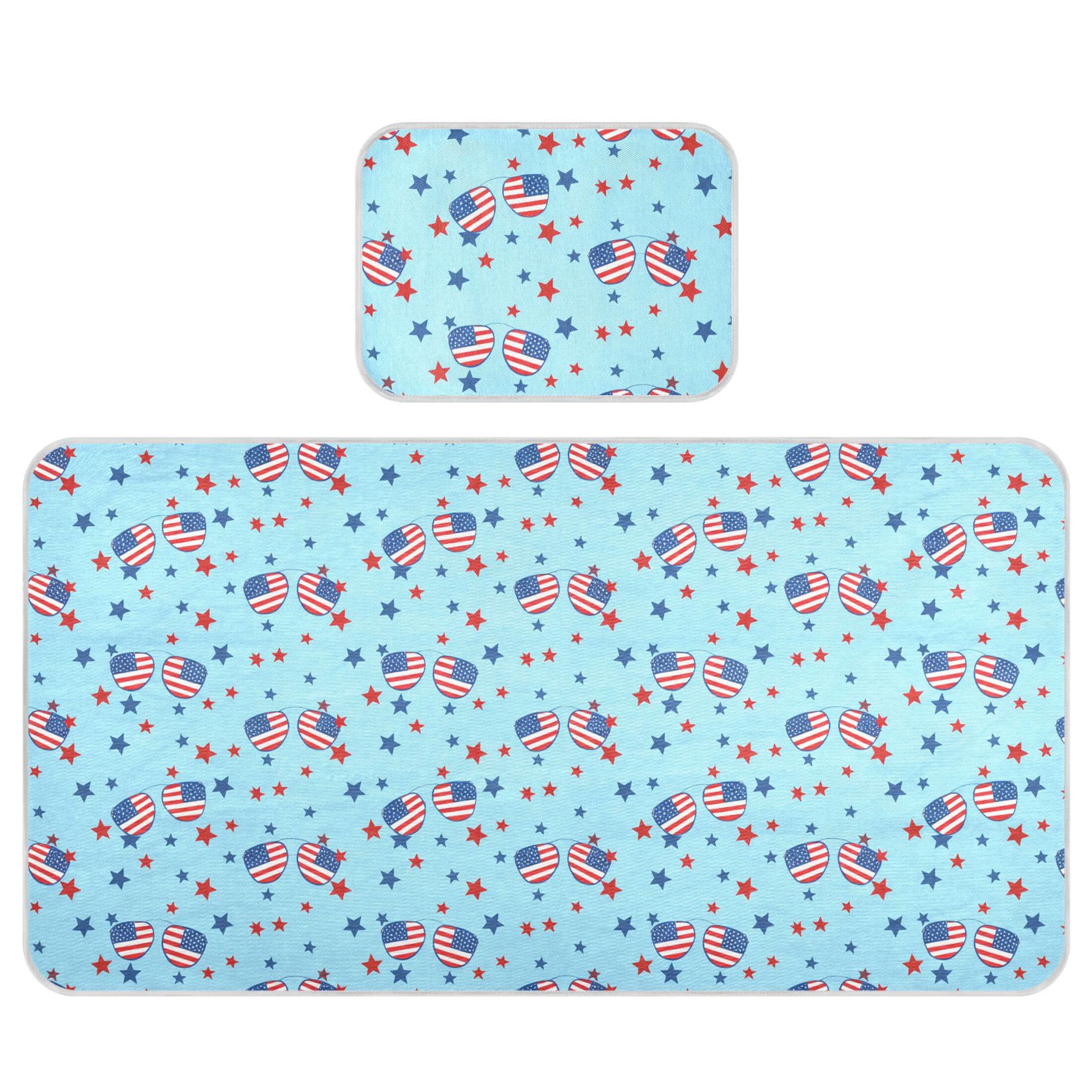 Takiito Sunglasses with American Flag Baby Cooling Mattress Pad, Soft & Breathable Cooling Mat Keep Baby Cool in Summer 28x52 in, Nursery Essential