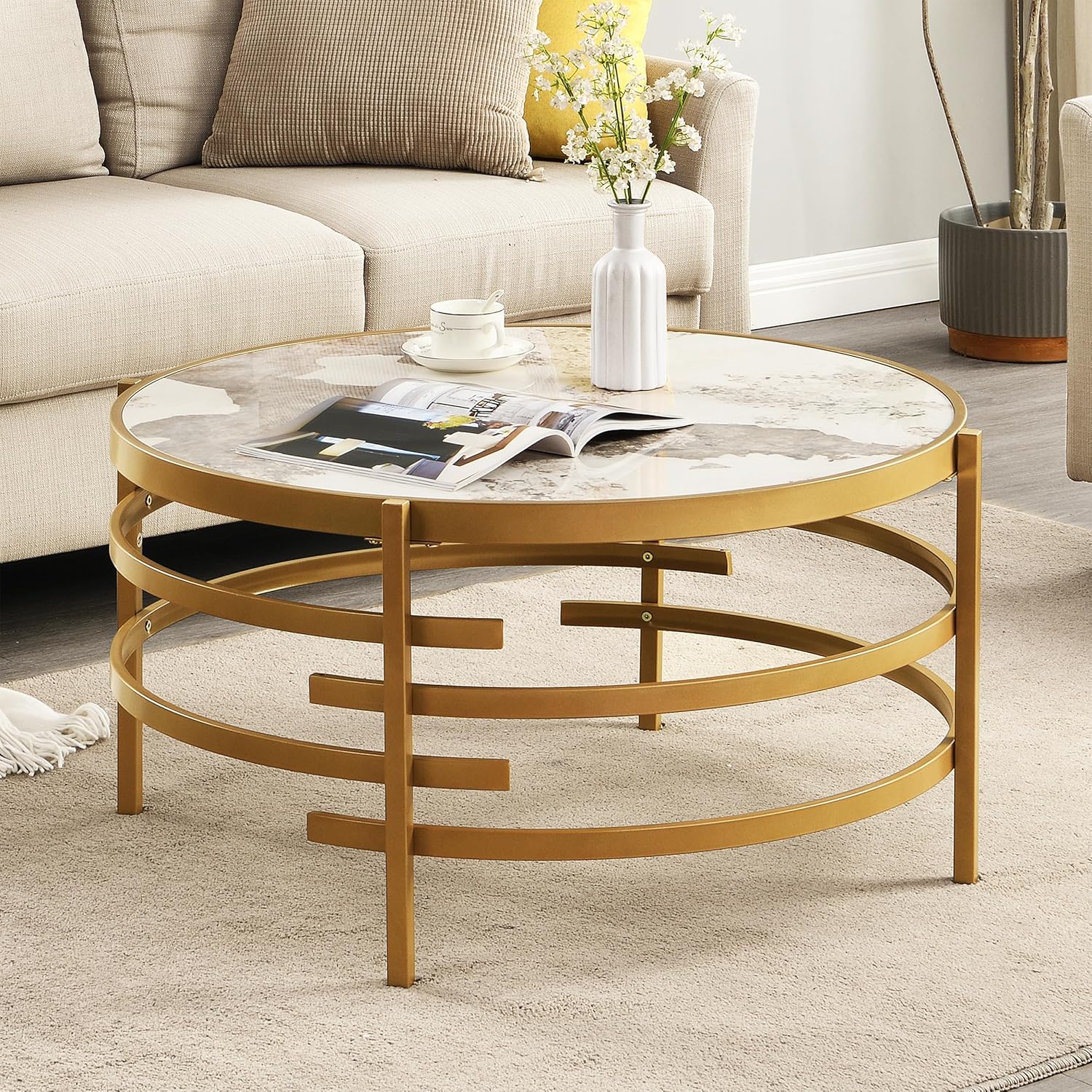 Round Coffee Table Sintered Stone LifeSky 32 inch Circle