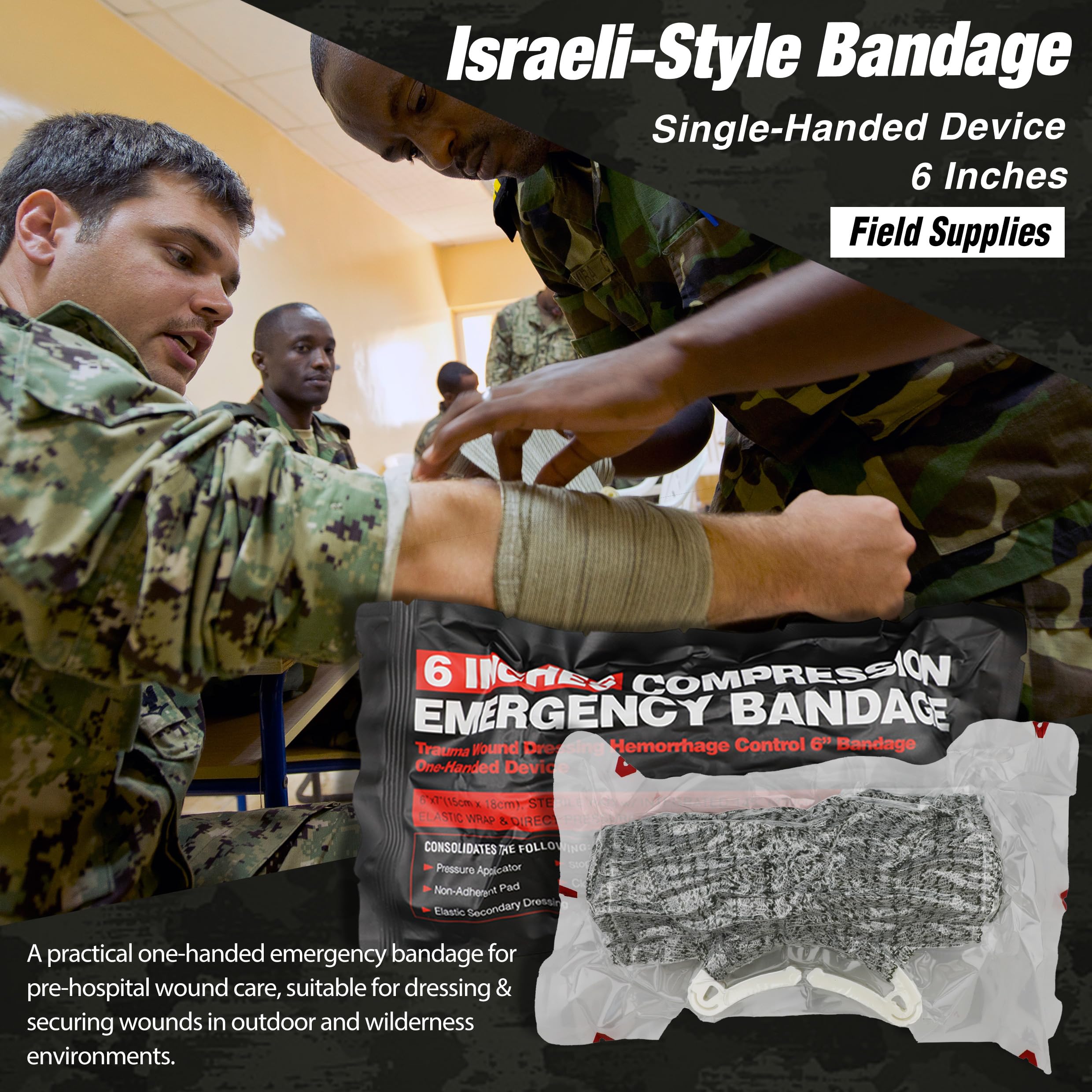 Survival First Aid Kit with Israeli-Style Bandage, Splint, Chest Seal for Tactical Molle Outdoor Emergencies, Red — Amazon image 7