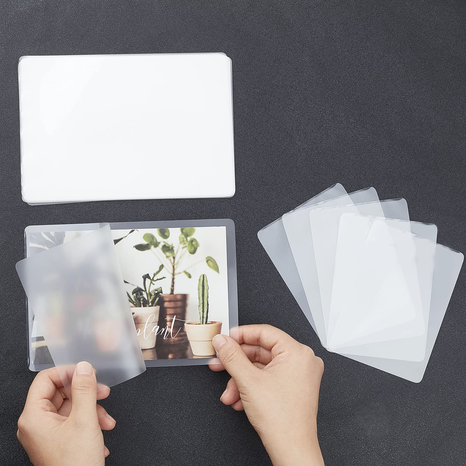 NBEADS 150 bolsas de laminación térmica, 100 micras 5 tamaños, hojas de protección de fotos de película, bolsas de laminado en caliente para documentos de tarjetas fotográficas selladas, 0.07-0.12mm