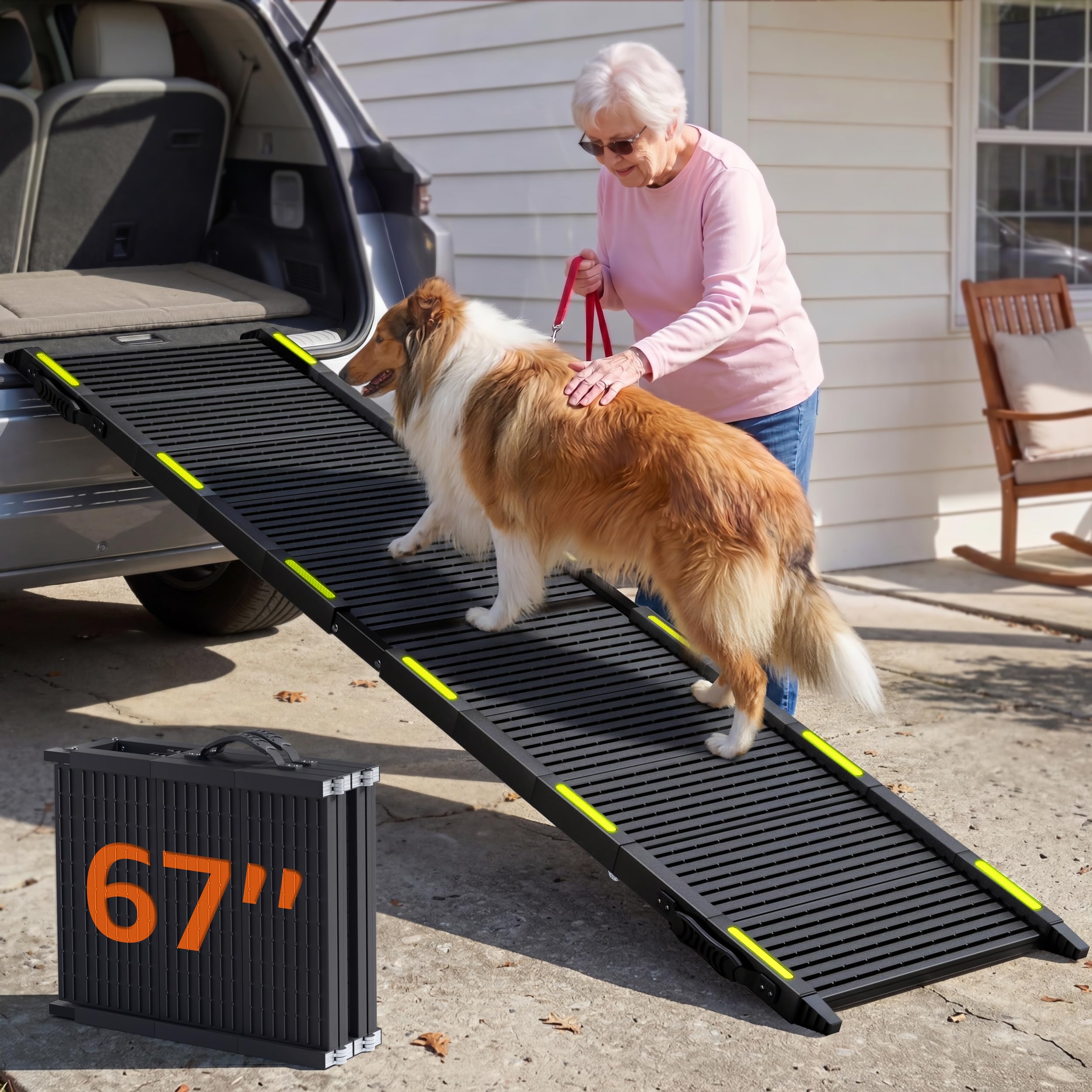 Photo 1 of Folding Dog Ramp for Car 67" Long x 16" Wide Portable for Large Dogs