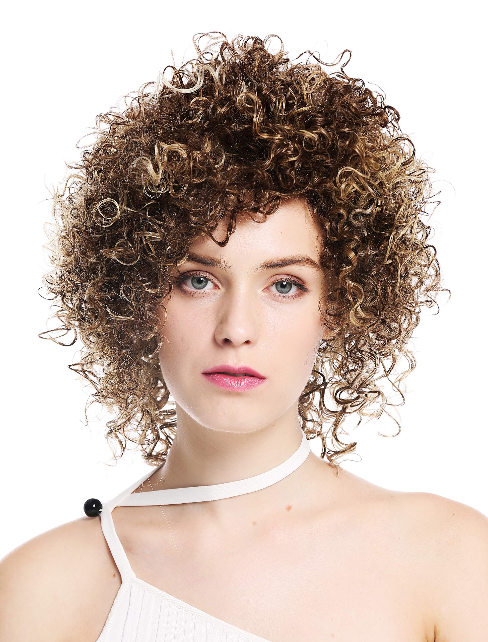 WIG ME UP - VK-11-F1010 women's quality wig short voluminous frizzy curly curls wild brown blonde highlights - Image 2
