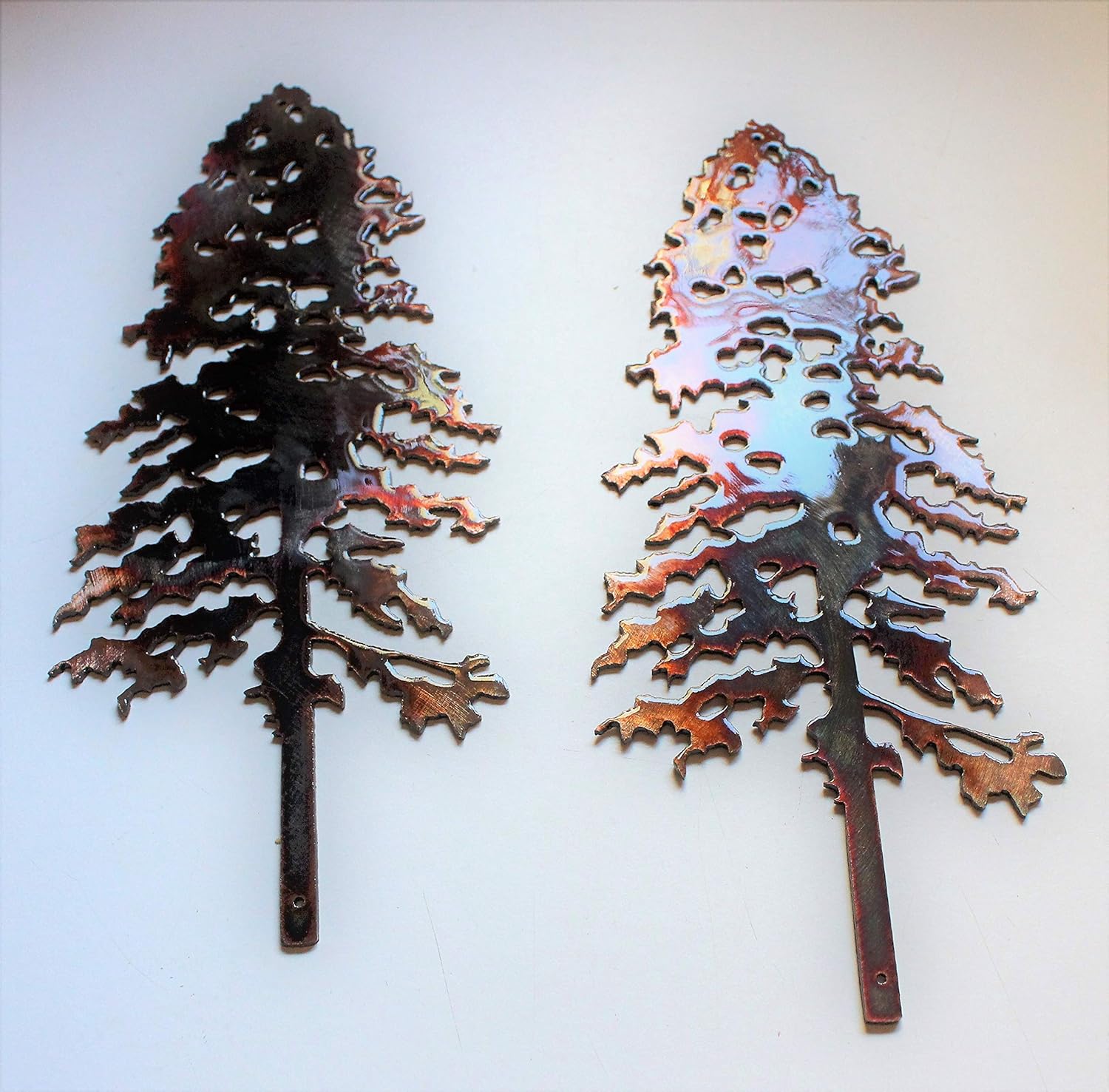 Pine Tree Pair Metal Wall Art Decor Accent Each measures 10"x 4"