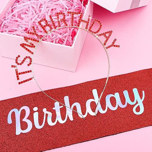 Miniatura 6 de BAHABY Coronas de cumpleaños para mujer, juego de banda y diadema de cumpleaños, banda y tiara de cumpleaños de princesa, regalos de cumpleaños para