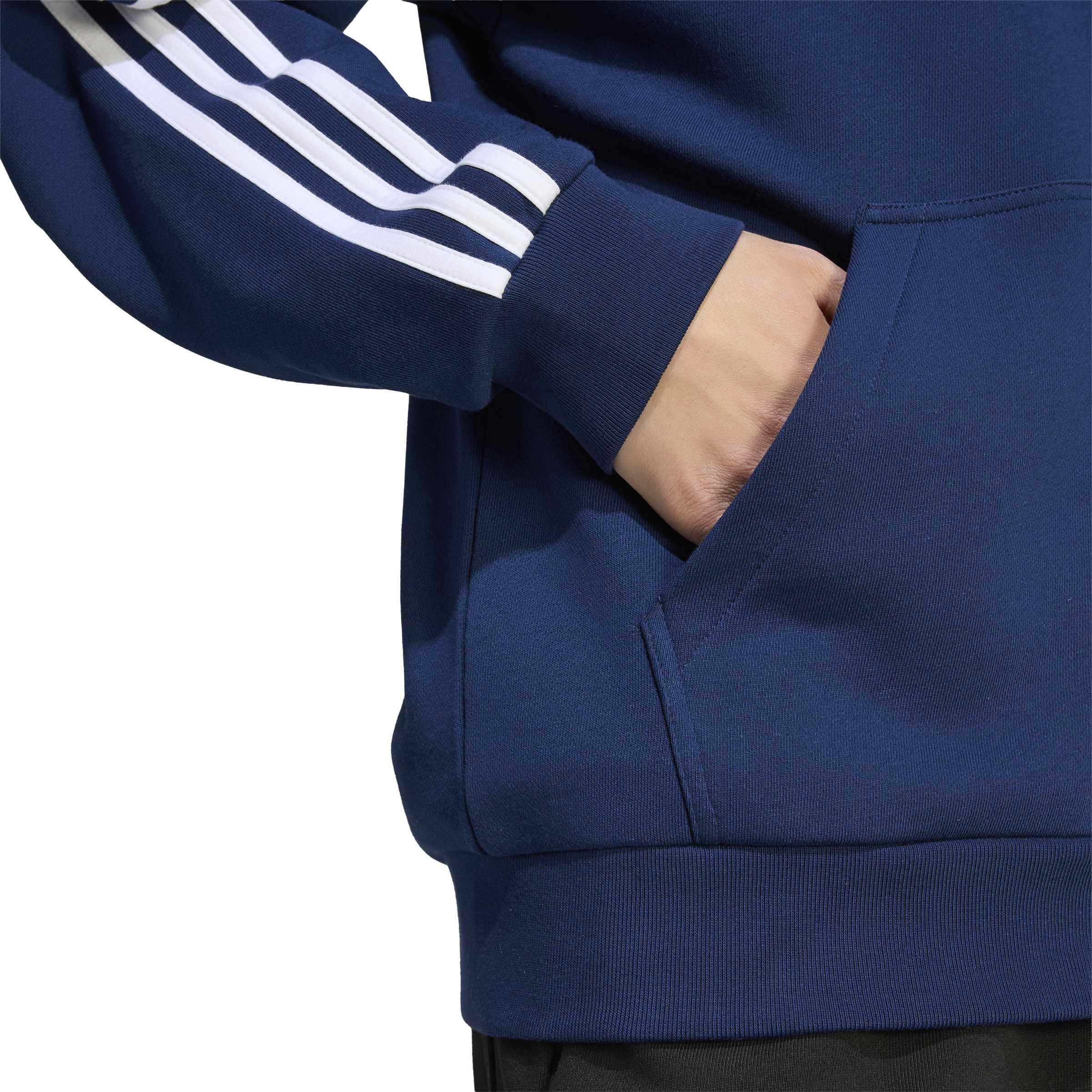 adidas Homme Essentials 3-Stripes French Terry Full-Zip Hoodie Sweatshirt, Team Navy Blue 2/White, M