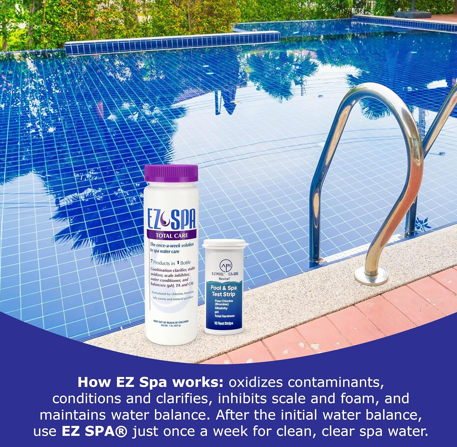 Complete Weekly Spa Care Maintenance – Advanced Total Alkalinity Balancer and Water Treatment Solution for Hot Tubs and Spas - 1 lb with Test Strips