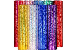 9 Sheets Holographic Glitter Vinyl - Easy to Use Permanent Adhesive Vinyl for Craft Decor