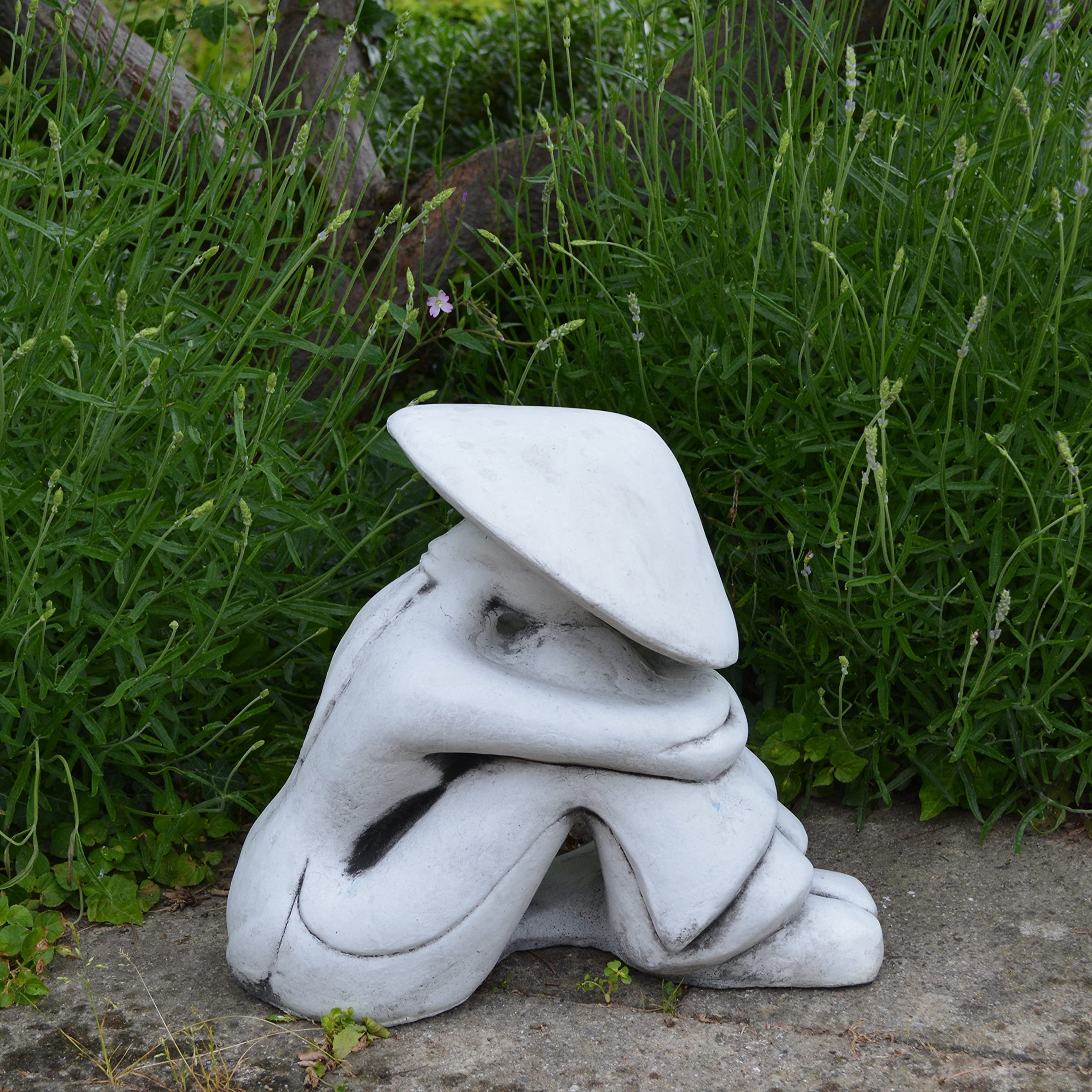 gartendekoparadies.de Figure de Pierre Massive Bouddha Chinois riziculteur Moine en Pierre reconstituée, résistant au Gel