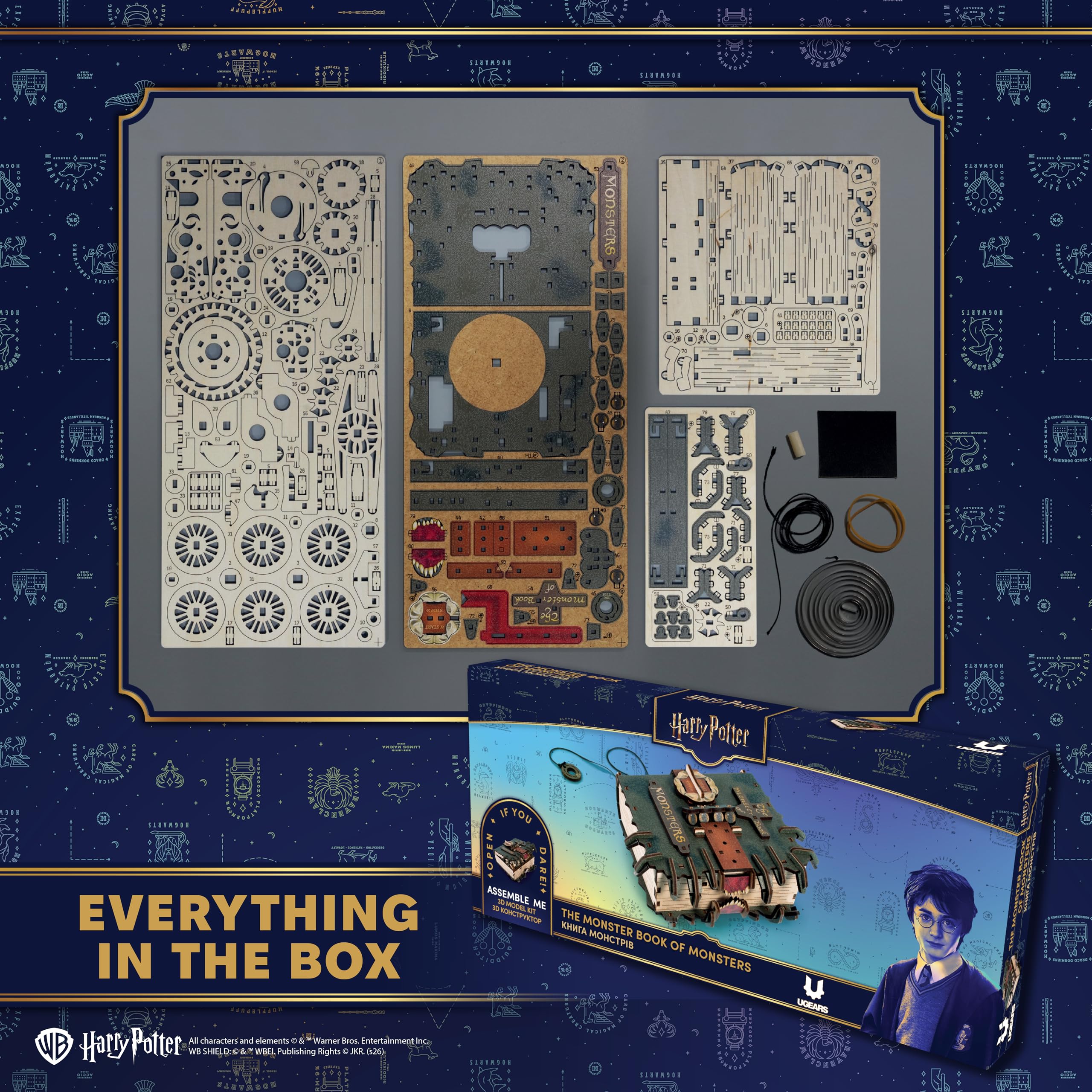 UGEARS Harry Potter das Monsterbuch der Monster - 3D Holzpuzzle Erwachsene, Modellbausatz Erwachsenen, DIY, Mechanisches 3D Puzzle Erwachsene, das Perfekte Geburtstagsgeschenk Mann, Magic Holz