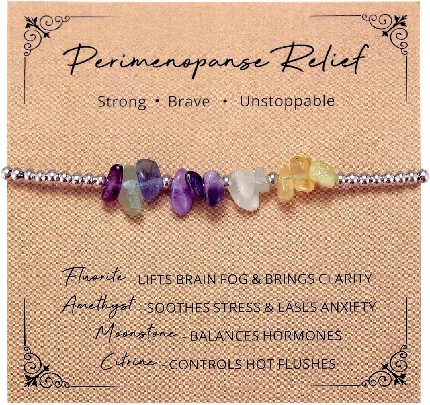 Ukodnus Menopause Bracelet for Women, Hot Flashes Relief Hormone Balance Jewelry, Mood Swings Stress Sleep Support, Menopause Gift Self Care Wellness Bracelet