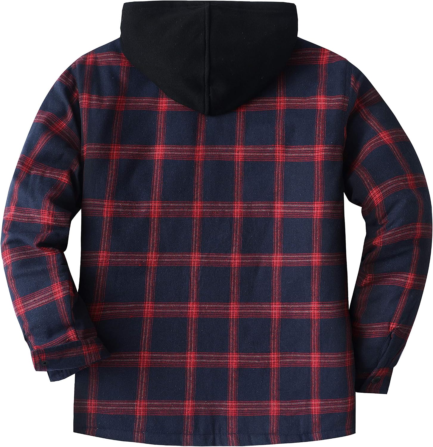 ZENTHACE Men's Thicken Plaid Hooded Flannel Shirt Jacket with Quilted Lined,Zipper&Snap