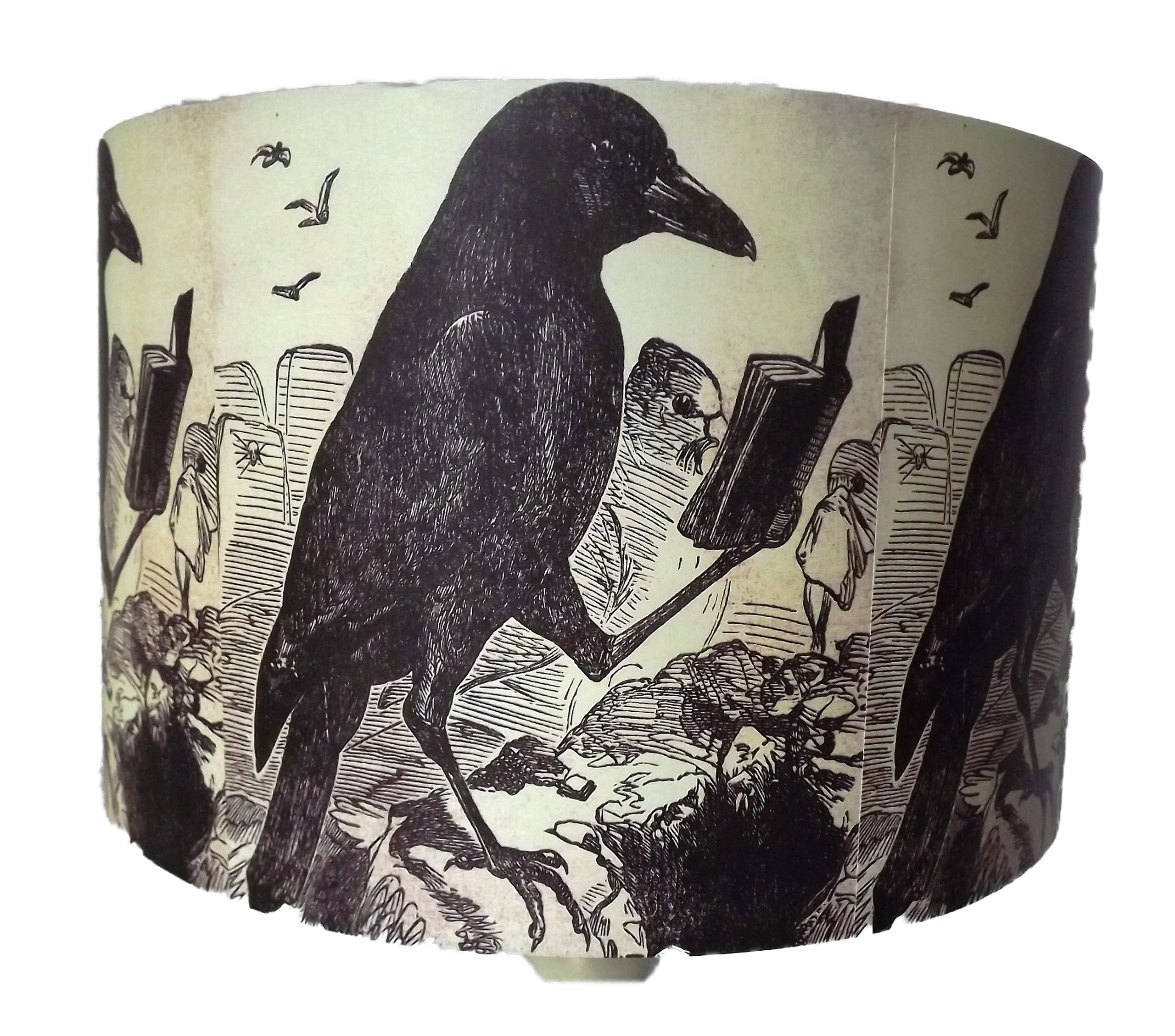 Black Raven Lampshade, Books dark academia, vintage adverts, witches, spooks, ghoules,Love potion. Magic