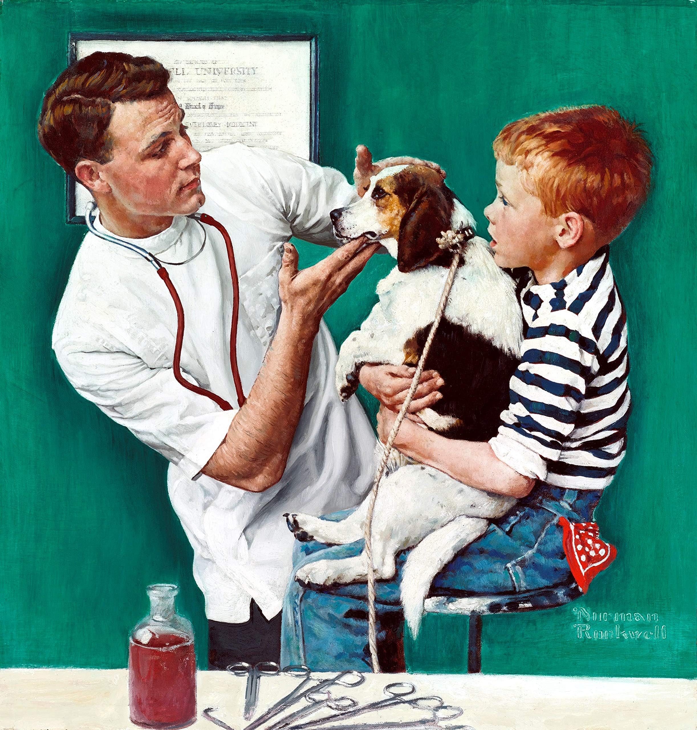 Olde Time Mercantile The Veterinarian Norman Rockwell Portrait Art Print - 8 in x 10 in Design
