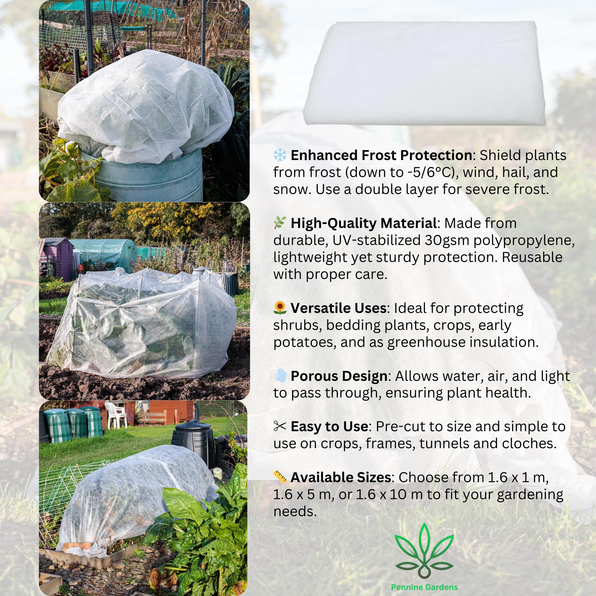 Horticultural Fleece Covers for Plants, Heavy Duty Garden Fleece, Garden Frost Protection for Plants, Fleece Wrap for Plants - Image 2