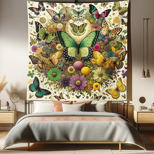 Miniatura 203 de Ambesonne Tapiz gótico, patio con hiedra encantada en la puerta antigua al bosque, colgante de pared ancho para dormitorio, sala de estar, 2-Verde