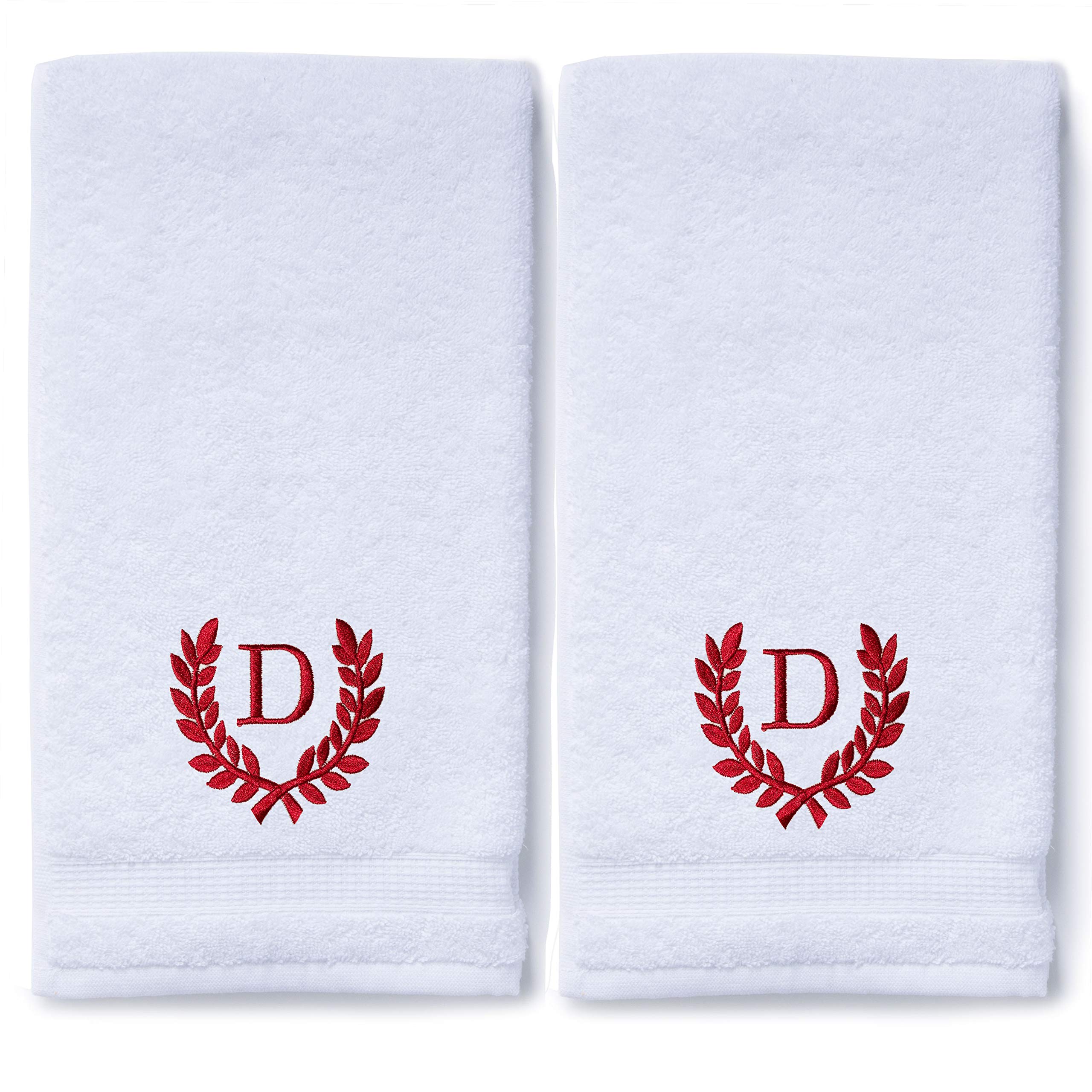 Toallas de mano Monogrammed para baño y cocina | regalo personalizado para bodas y novias | Toalla turca de lujo personalizada | Colección Spa, gran tamaño, 16 x 30 pulgadas, juego de 2