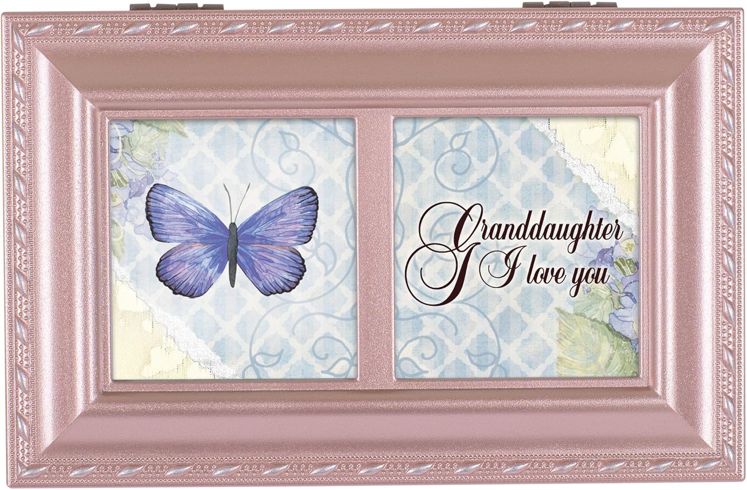 Cottage Garden Granddaughter I Love You Matte Pink Jewelry Music Box Plays You Light Up My Life