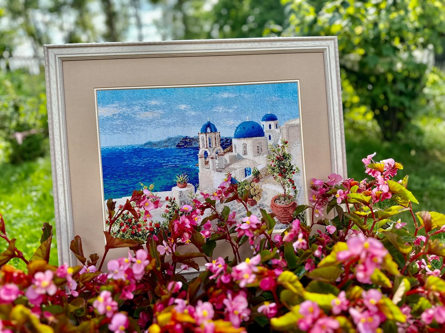 RIOLIS - Santorini 1644, Cross Stitch Kits 15,75" x 11,81", Cross Stitch Kits for Beginners & Advanced, Crossstitching Kit Adult, Embroidery Counted Stitching Kit