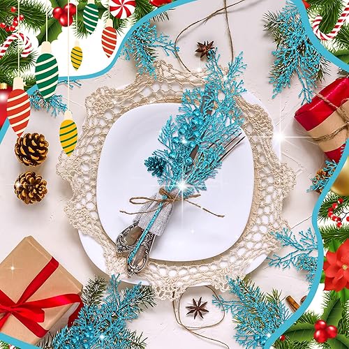 Miniatura 20 de Tigeen 12 piezas de selecciones de árbol de Navidad artificiales a granel, relleno de árbol de Navidad con purpurina, bayas, tallos de ramas, ramas