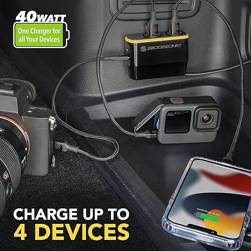 Miniatura 4 de Scosche DCLSPD402SW DoubleUp Adaptador dual de 12 V con cargador dual de entrega de energía USB-C de 20 W, agrega puertos de alimentación y puertos