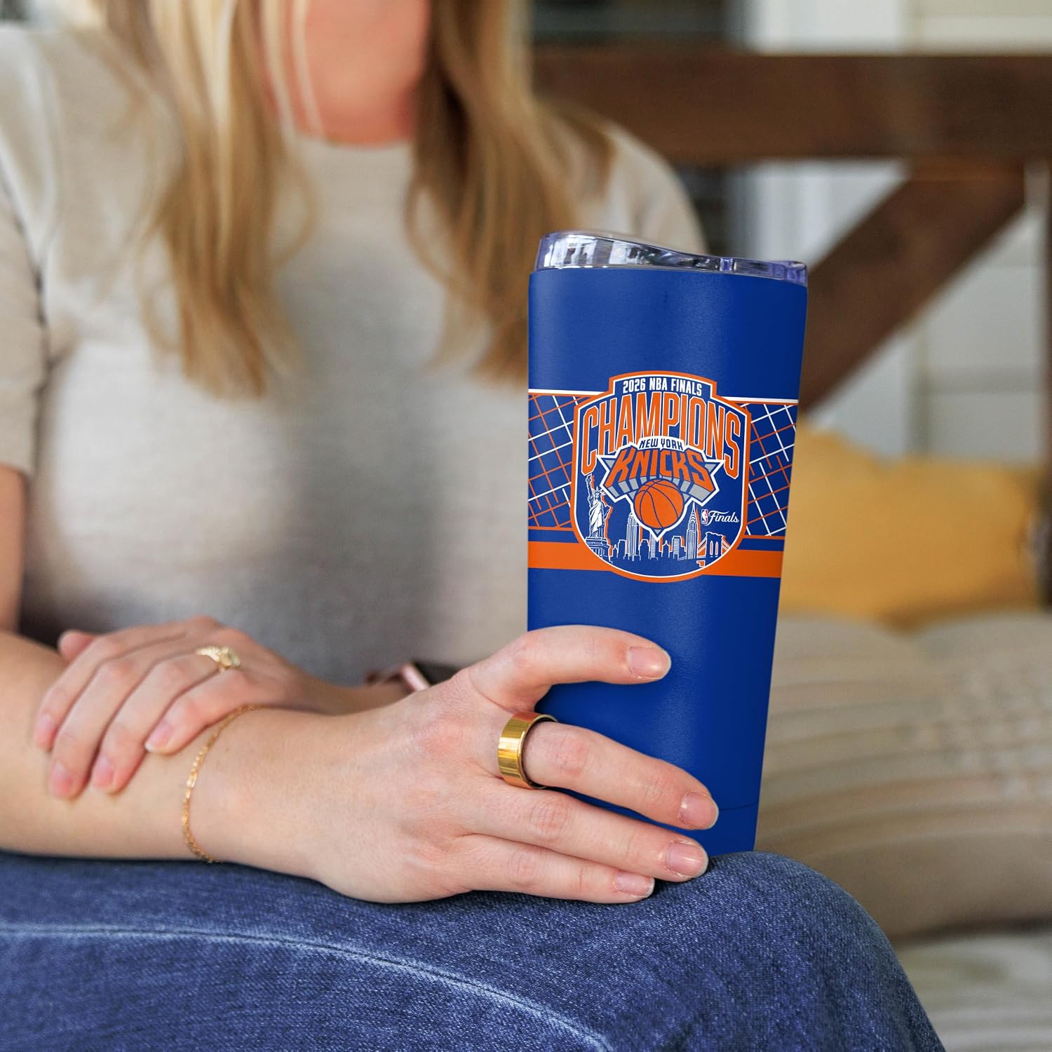 Logo Brands New York Knicks NBA Finals Champs 20 oz Stainless Steel Tumbler - Official NBA Finals Champs Logo, Team Color, 20 Fluid Ounces