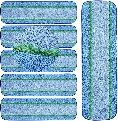 MADYNEEW Paquete de 6 almohadillas de repuesto para la familia Bona de trapeadores, almohadillas de microfibra de limpieza profunda para pisos de