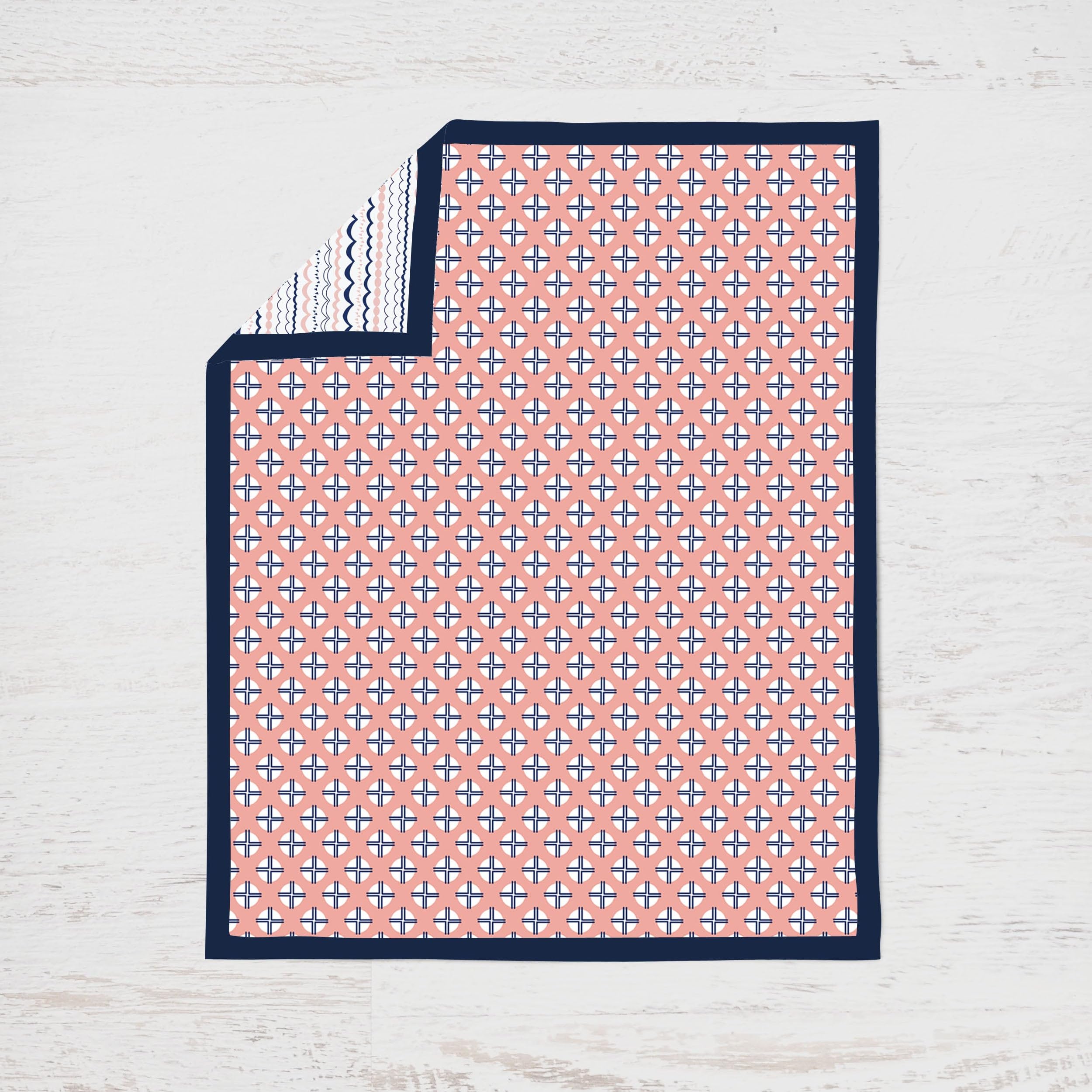 Bacati - Tribal Olivia Coral Navy 10 pc Girls Crib Bedding Set with 2 Crib Fitted Sheets