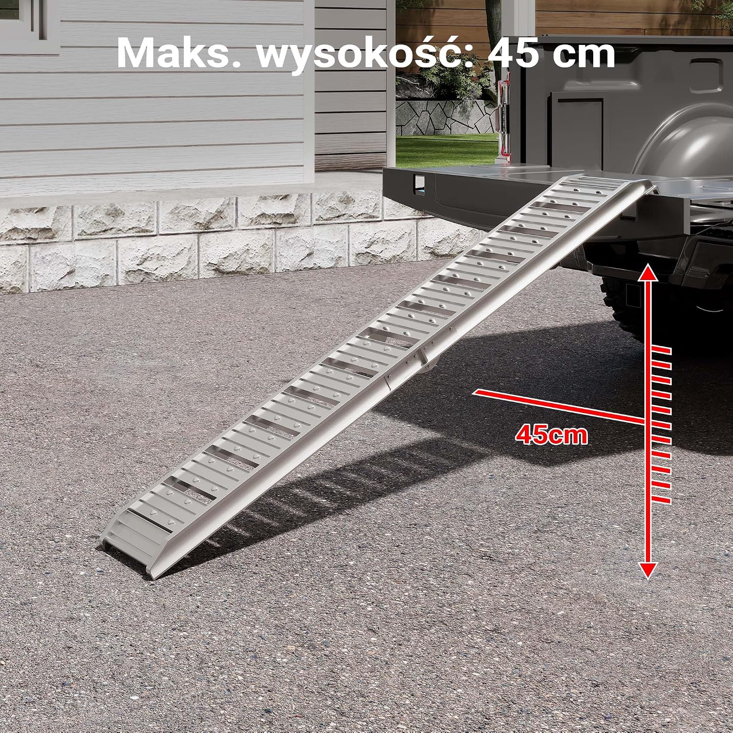 Wiltec Składany najazd aluminiowy o długości 182 cm i udźwigu 200 kg lekka i łatwa do przechowywania do załadowania quadów i motocykli