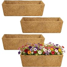 24in Tapered Coco Liners for Window Planter Box - 4 Pack 100% Natural Coconut Coir Fiber Liner Replacement for Deck Flower Box, Garden Railing Fence Wall Planter Basket