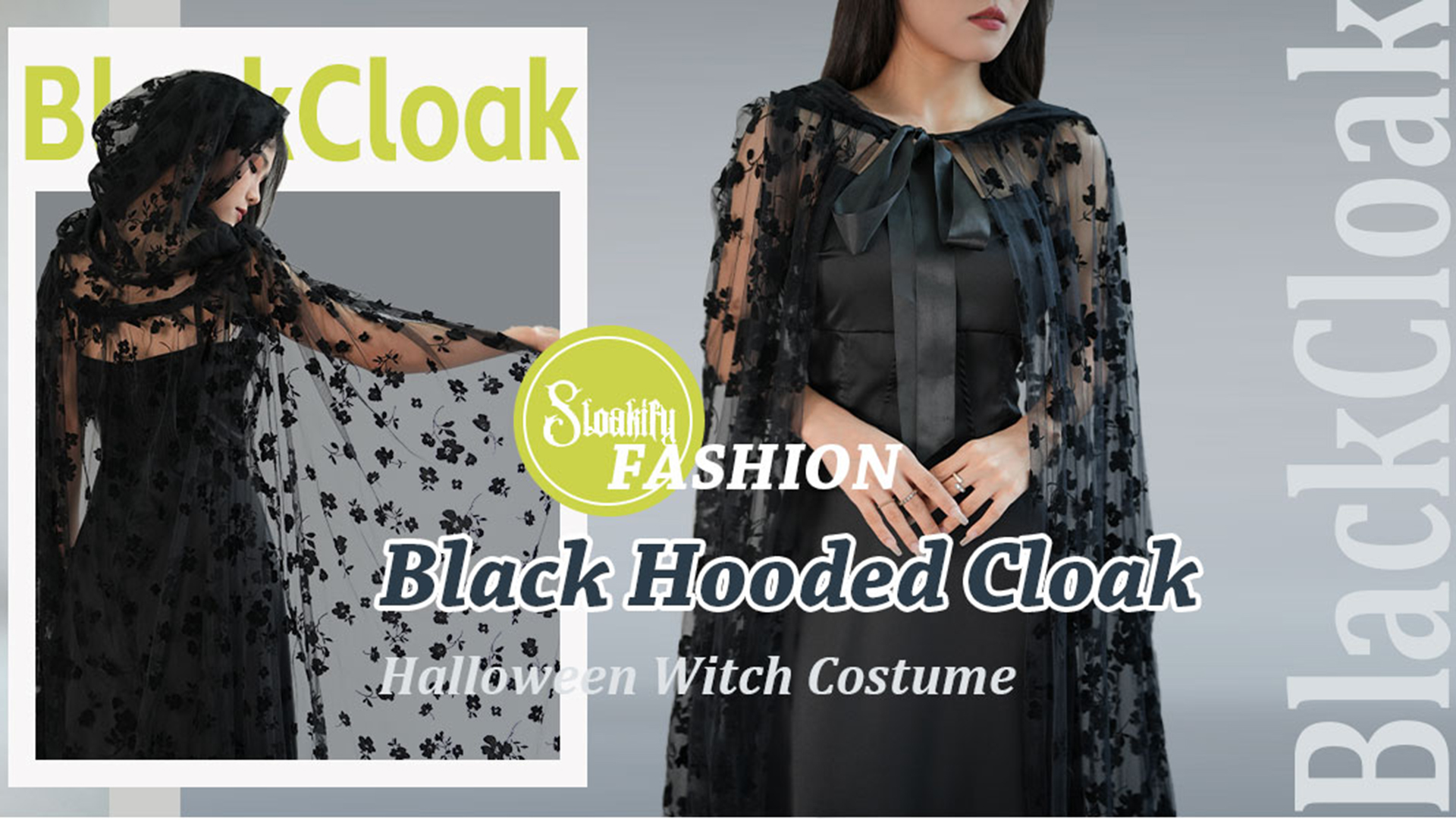 Amazon.com: Black Hooded Cape Tulle Cloak Plus Size Witch Gothic 
