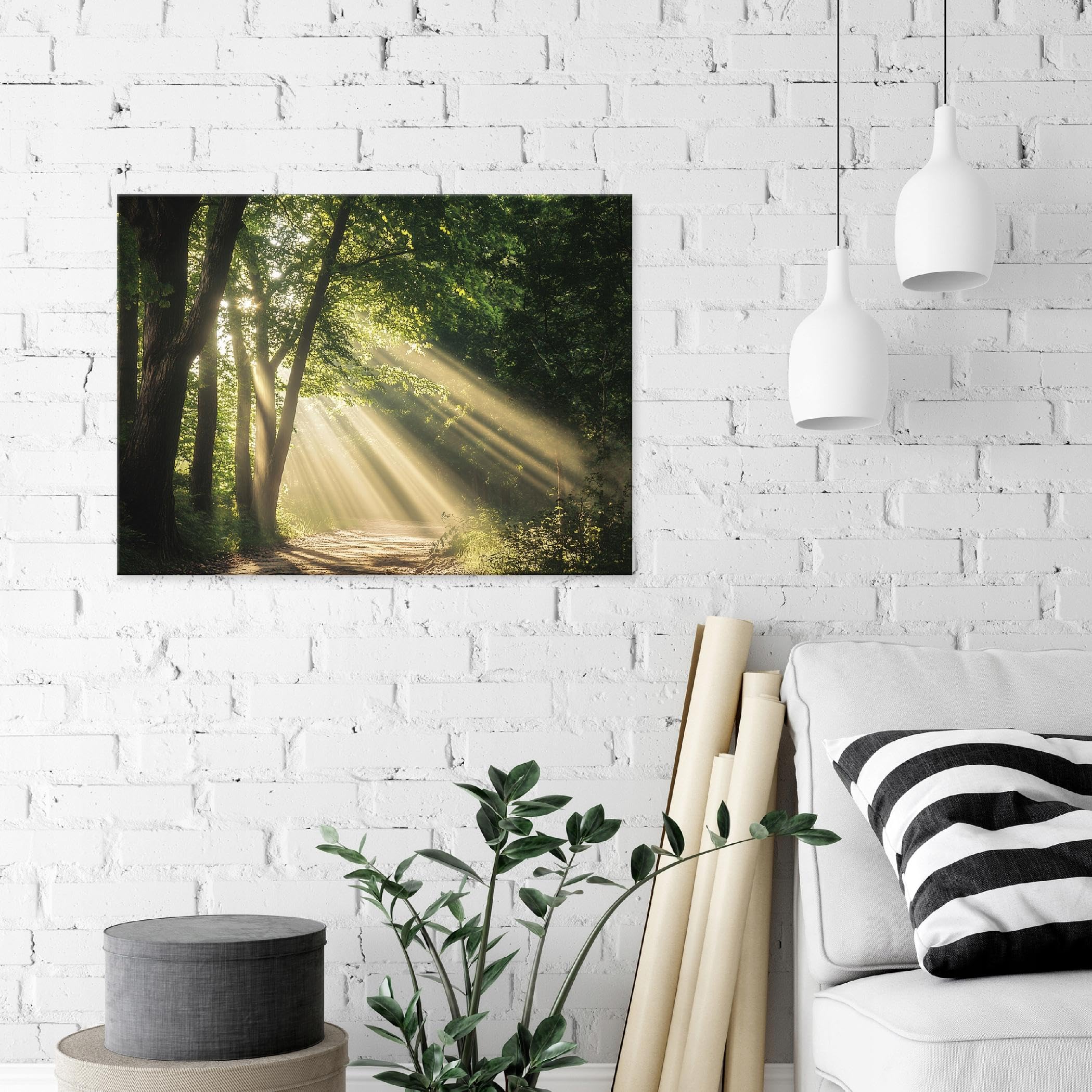WallArena Leinwand Bilder 120x80 cm | Wald Landschaft, Leinwandbilder, Bild auf leinwand, Format: 120x80 cm (BxH) - einteilig auf Canvas Leinwand. Das