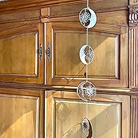 Vista 7 de Things2Die4 Cadena de lluvia de metal de 80 pulgadas con 6 discos celestiales de luna creciente y sol, acabado de bronce, alternativa decorativa