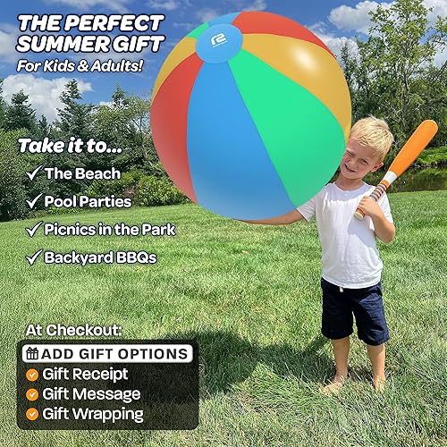 Miniatura 5 de Large Beach Ball - New 8-Panel Design for Enhanced Durability and Ultra Round Shape - Best Big Beach Ball For Kids & Adults - 3X Thickness Material