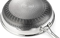 Vista 6 de Sartén antiadherente de acero inoxidable de 11 pulgadas con tapa, sartén profesional de panal, mango desmontable, para cocinar, uso en interiores