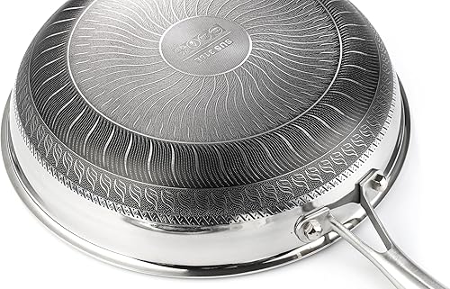 Miniatura 6 de Sartén antiadherente de acero inoxidable de 11 pulgadas con tapa, sartén profesional de panal, mango desmontable, para cocinar, uso en interiores y