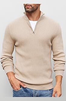 Men High Neck Zipper Full Sleeve Cotton Knitted Winter Sweater for Man