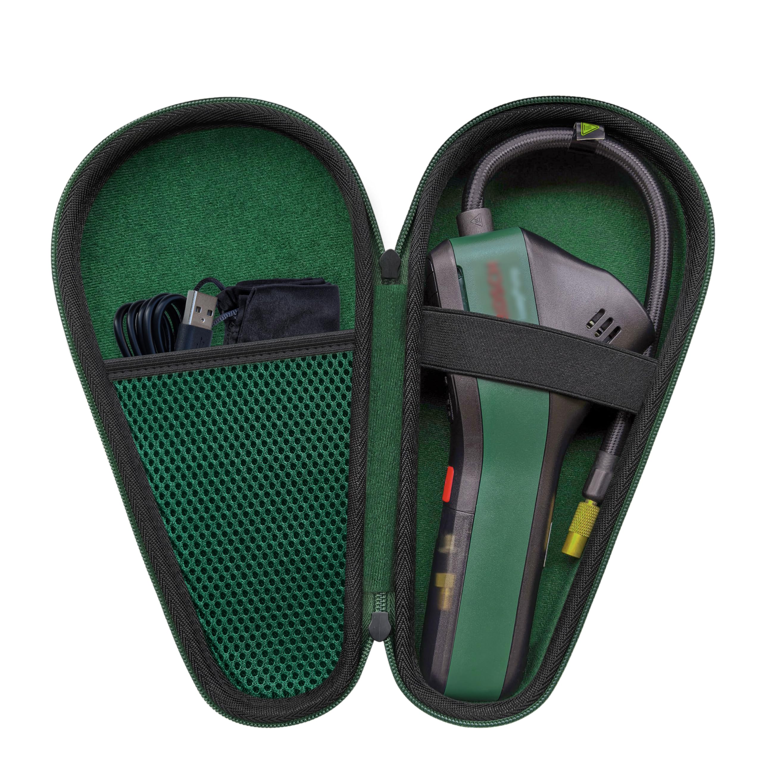 Borsa compatibile con pompa ad aria elettrica Bosch, mini compressore, EasyPump, portatile, custodia da viaggio, impermeabile, per EasyPump Triangolo nero/verde (solo borsa, senza pompa)
