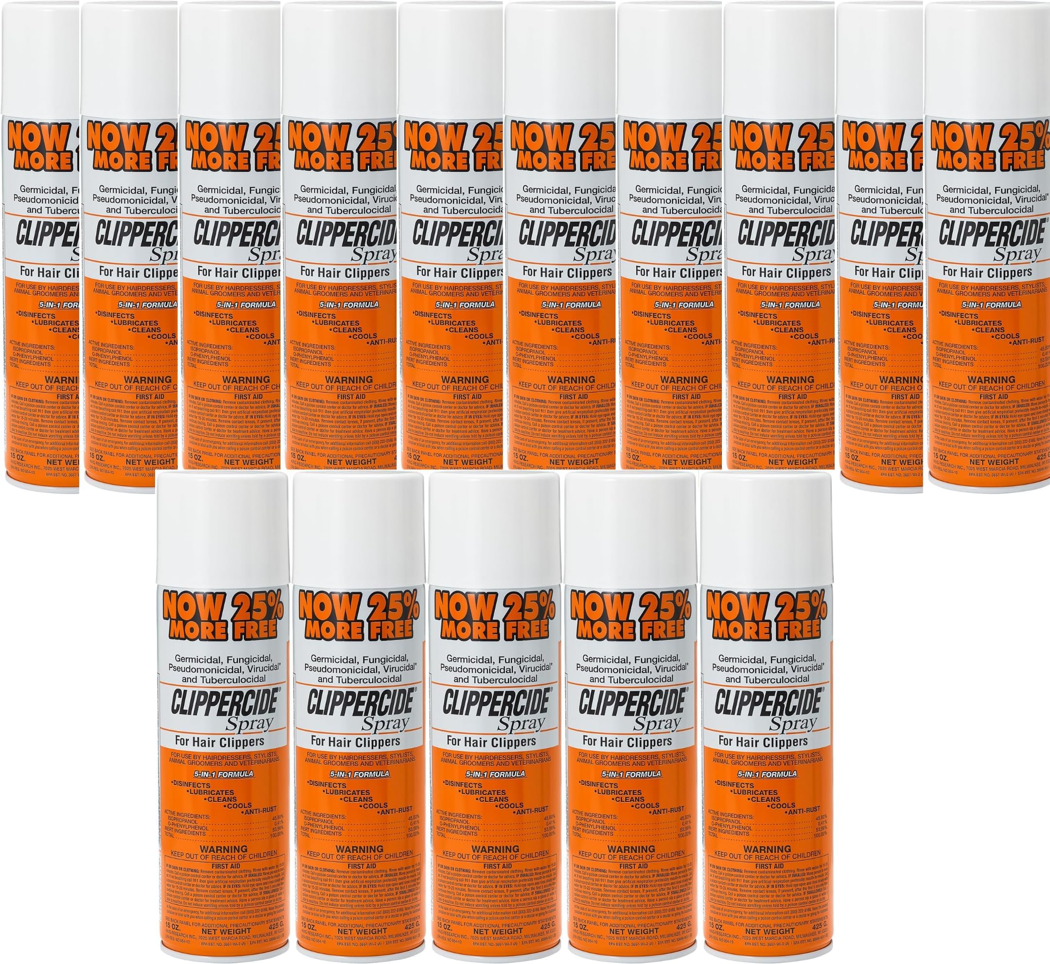 CLIPPERCIDE 5-in-1 Clipper Disinfectant Spray 15oz, 6 Pack | Cleans, Lubricates, Cools, Prevents Rust & Disinfects | Professional Clipper Spray for Barbers, Stylists & Pet Groomers | Made by BARBICIDE