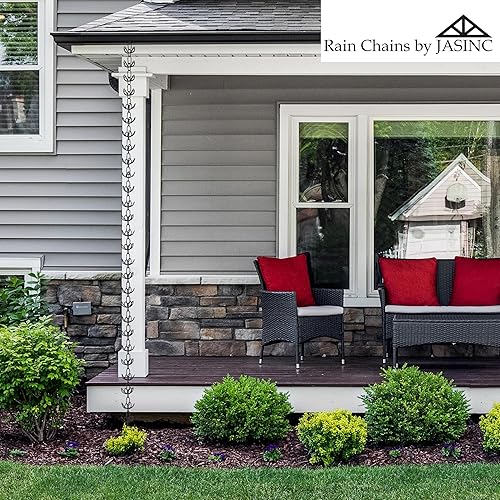 Miniatura 2 de JAS1001BLK - Cadena de eslabones de alambre de lirio de 8.5 pies con recubrimiento en polvo negro, para reemplazar la canaleta de techo, con kit de