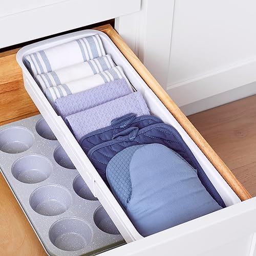 Miniatura 7 de YouCopia DrawerFit - Cajonera deslizante, organizador de almacenamiento de cocina expandible y ajustable, color blanco moteado